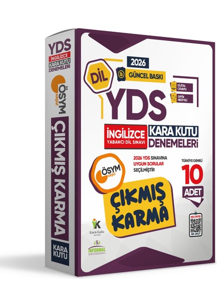 2026 YDS İNGİLİZCE ÖSYM Çıkmış Karma Kara Kutu Deneme Paketi 10lu Dijital Cevaplı fiyatları
