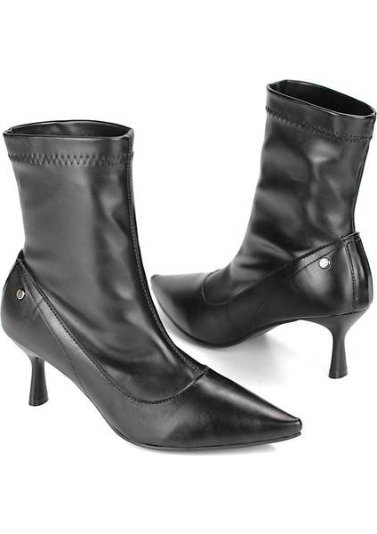 Sylvie Siyah Cilt Esnek Yumuşak Kaymaz Taban (6cm) Streç Bot fiyatları