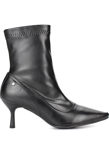 Sylvie Siyah Cilt Esnek Yumuşak Kaymaz Taban (6cm) Streç Bot modelleri