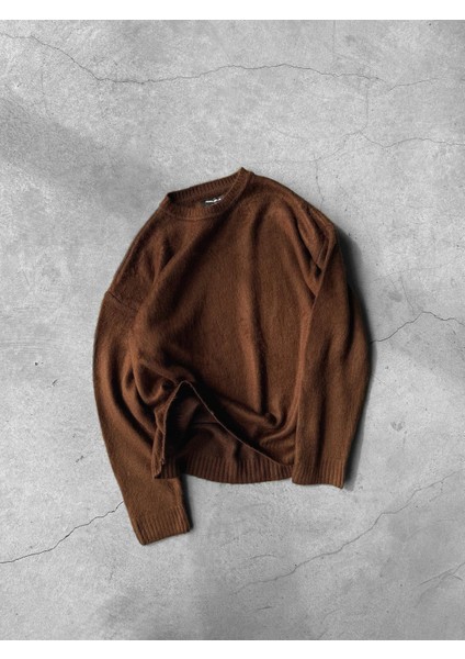 Erkek Oversize Yumuşak Dokulu Kazak Kahve indirimleri