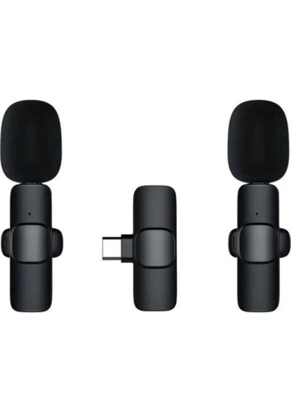 Kablosuz Yaka Mikrofonu 2'li Typ-C Uyumlu Mini K9 Vlog Mikrofonu, Telefon Mikrofonu indirimleri