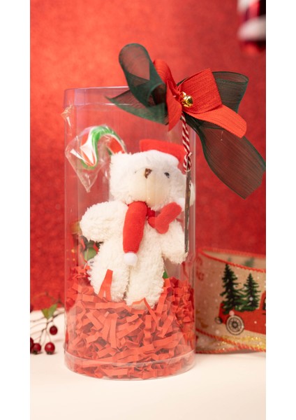 Candyzoo Ayıcık Hediyeli Silindir Hediye Kutusu Şeker Yılbaşı