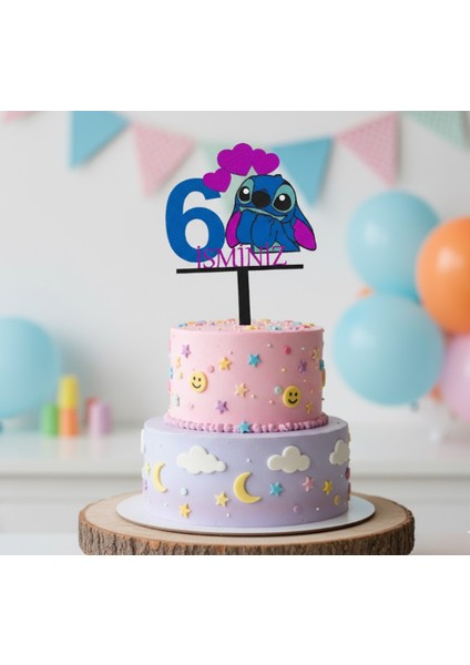 Stitch 6 Yaş Isimli Pasta Süsü