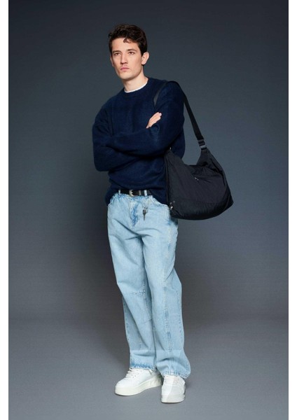 Erkek Oversize Yumuşak Dokulu Kazak Lacivert fırsatları