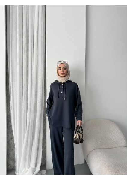 Kadın Oysho Kumaş Tesettür Alt Üst Takım - Füme