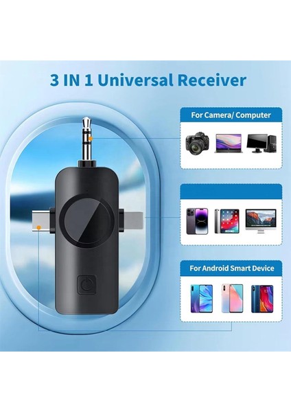 Kablosuz Tüylü Yaka Mikrofonu F11 Model 3'ü 1 Arada 3.5mm Uyumlu Tekli Set Type-C Apple modelleri