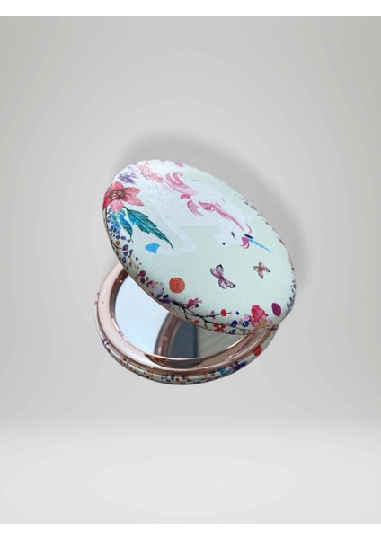 Unıcorn Temalı Çift Taraflı Yuvarlak Cep Çanta Makyaj El Aynası 7cm Çap (Kod:29) fiyatları