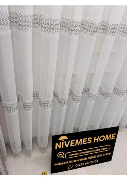 Nivemeshome 2075 Melodi V-Gri 1/3 Pileli Bambu Tül Perde modelleri