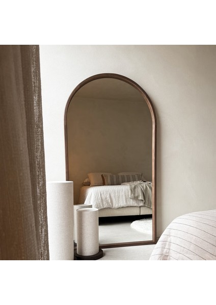 Koyu Ahşap Tam Boy Kemerli Ahşap Boy Aynası 175CM x 95CM