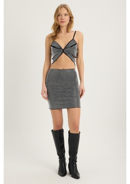 Full Taşlı Mini Etek