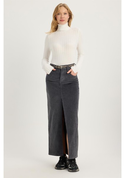 Fitilli Kadife Uzun Etek