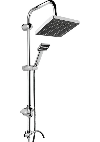 Klasik Kare Robot Duş Seti Tam Takım Parlak Krom Standart Yağmurlama Başlık Sabunluklu Duşu Sistemi