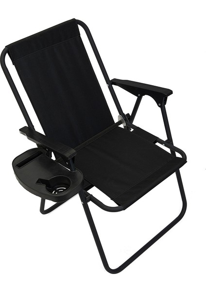 Litea 4 Adet Kamp Sandalyesi Katlanır Piknik Sandalye ve Bardaklık Siyah + Katlanır Mdf Masa indirimleri
