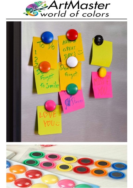 Pano Düğmesi Mıknatısı Renkli 20 Li 1 Paket Buzdolabı Dekorasyon Manyetik Yuvarlak Mıknatıs Hobi Etkinlik Plastik Kaplı fiyatları