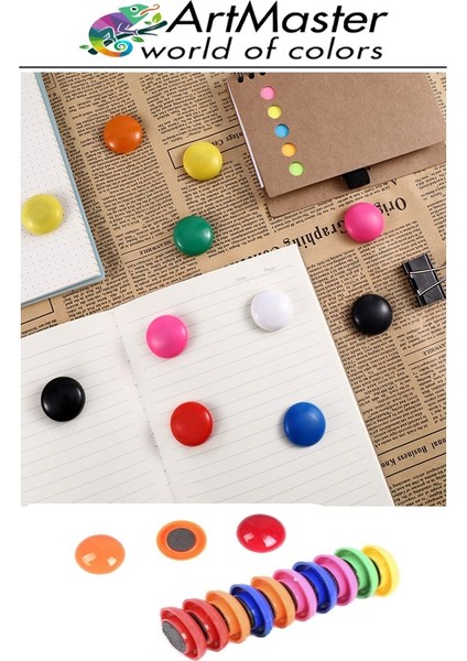 Pano Düğmesi Mıknatısı Renkli 20 Li 1 Paket Buzdolabı Dekorasyon Manyetik Yuvarlak Mıknatıs Hobi Etkinlik Plastik Kaplı modelleri