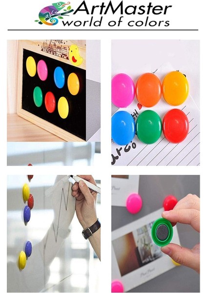 Pano Düğmesi Mıknatısı Renkli 20 Li 1 Paket Buzdolabı Dekorasyon Manyetik Yuvarlak Mıknatıs Hobi Etkinlik Plastik Kaplı indirimleri