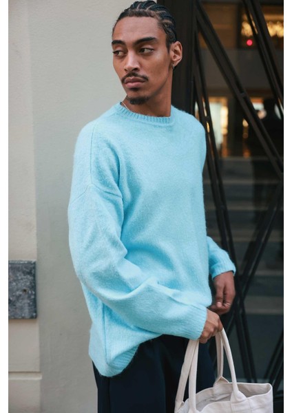 Erkek Oversize Yumuşak Dokulu Kazak Bebek Mavi modelleri