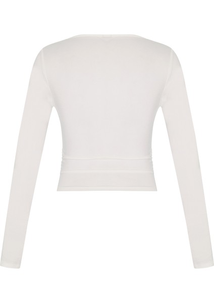 V Yaka Yanı Büzgülü Beyaz Bluz fiyatları