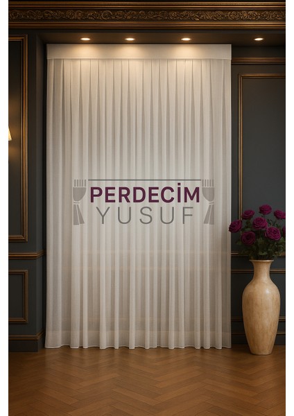 Peteküstü Naturel Keten 1/3 Sık Pileli Tül Perde Kırışmaz Modern Dokulu Hafif Tül Özel Ölçü