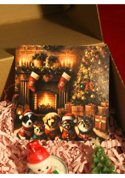 Yılbaşına Özel Kutulu Hediye Seti - Yeni Yıl Kupa & Kar Küresi & Bardak Altlığı & Yılbaşı Mumu