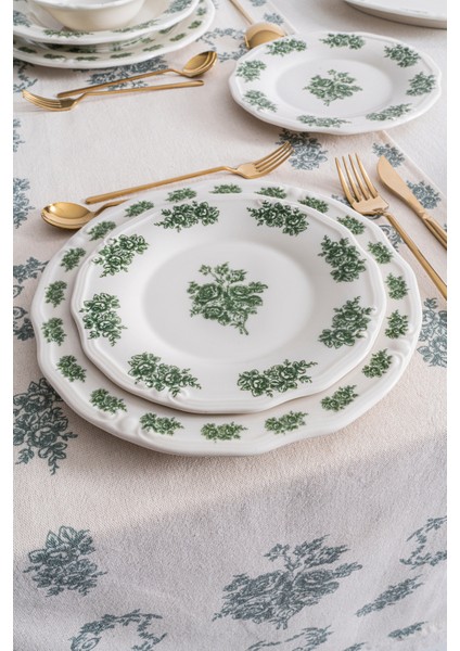Vintage Flowers Green 48 Parça 12 Kişilik Porselen Yemek Takımı modelleri