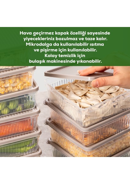 5306 4lü Buzdolabı ve Difriz Düzenleyici Saklama Kabı Seti - Bpa Içermez, Mikrodalga Uyumlu, Kapaklı, Gıda Saklama Kabı, Cappuccino, 1 Lt fiyatları