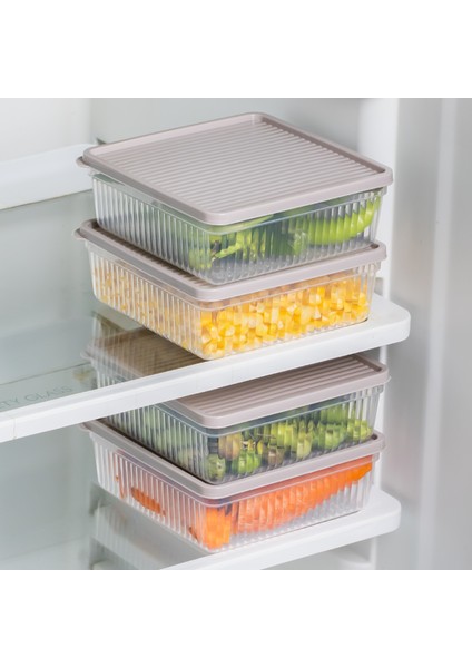 5306 4lü Buzdolabı ve Difriz Düzenleyici Saklama Kabı Seti - Bpa Içermez, Mikrodalga Uyumlu, Kapaklı, Gıda Saklama Kabı, Cappuccino, 1 Lt modelleri