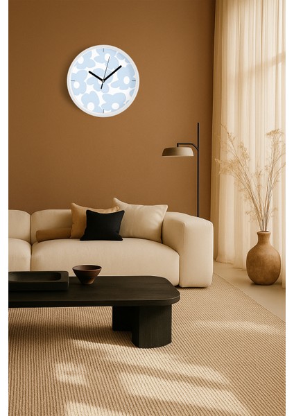 Soyut Renkli Çiçek Temalı Modern Duvar Saati - 30CM - Önü Camlı Beyaz Kasa - Sessiz Mekanizma fiyatları