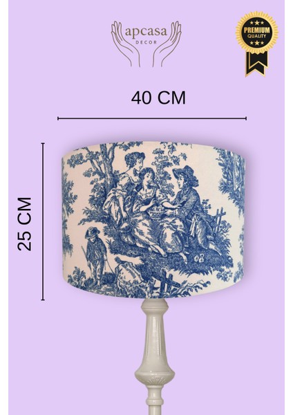 Vintage Mavi Tole De Jouy Bej Metal Ayak Lambader fiyatları