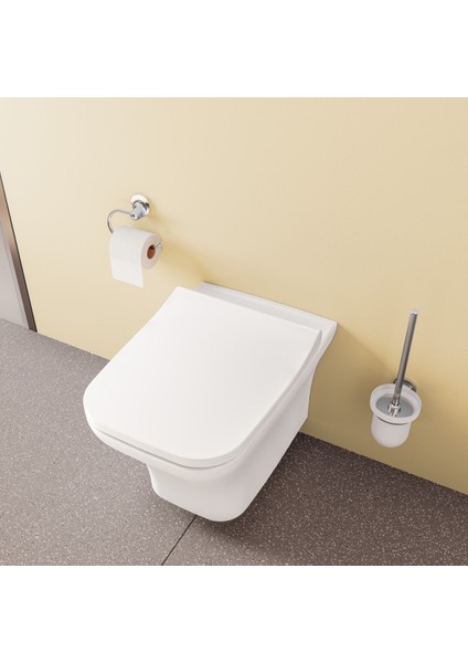 Ardea 7484B003-6344 Square Smoothflush Asma Klozet-Kapak Seti, Beyaz modelleri