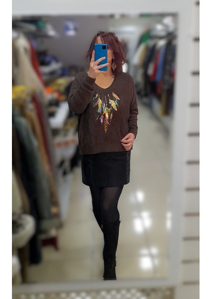 Ithal Tüy Desen Yaldızlı Yün Kazak fiyatları