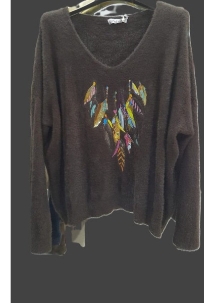 Ithal Tüy Desen Yaldızlı Yün Kazak modelleri