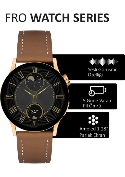 LW38 Gold Kasa 38 mm Kahverengi Kordon Akıllı Saat Sesli Görüşme Özellikli fiyatları