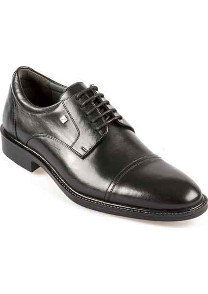 Bağcıklı Siyah Deri Kauçuk Taban Erkek Günlük Ayakkabı 8589 46