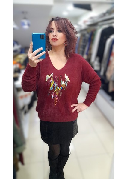 Ithal Tüy Desen Yaldızlı Yün Kazak fiyatları