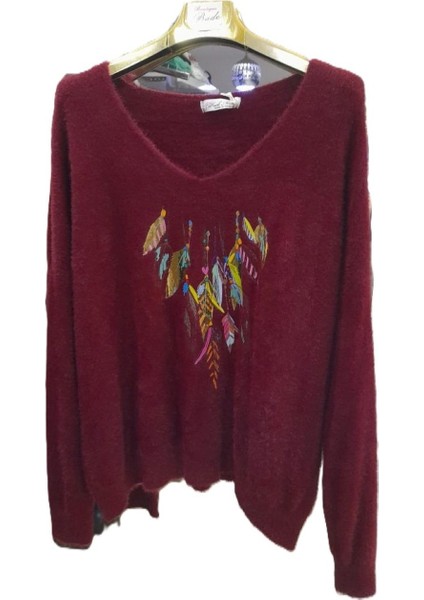 Ithal Tüy Desen Yaldızlı Yün Kazak modelleri