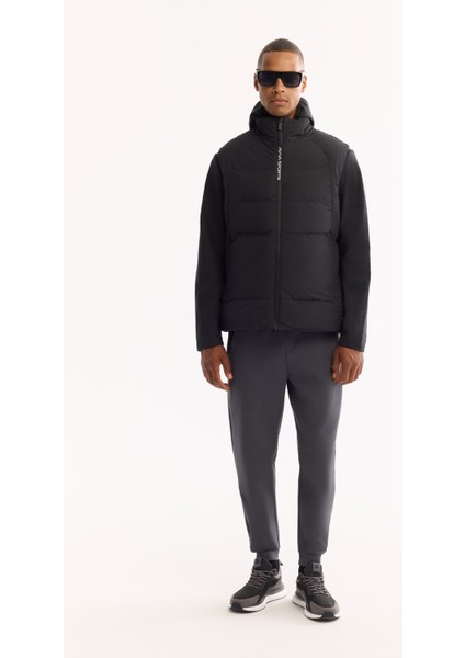 Erkek Siyah Fonksiyonel Çift Kullanımlı Su İtici Rüzgar Geçirmez Mevsimlik Mont A52Y6167