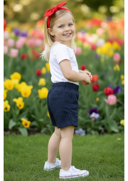 Kız Çocuk Çizgili Jean Şort fiyatları