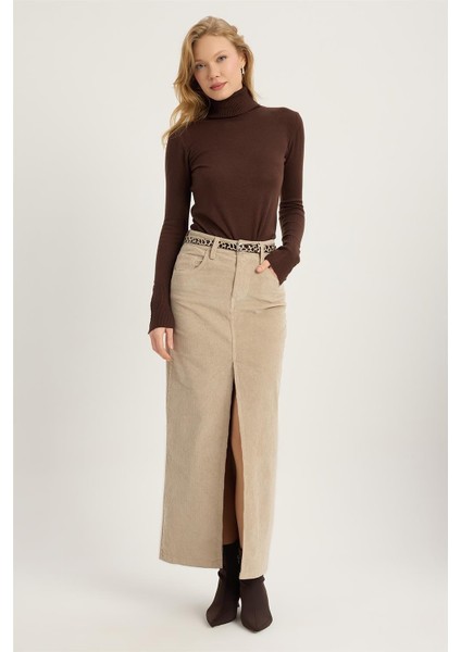 Fitilli Kadife Uzun Etek