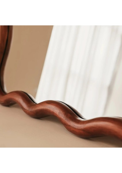 Koyu Ahşap Dalgalı Retro Duvar Aynası 100CM x 70CM indirimleri