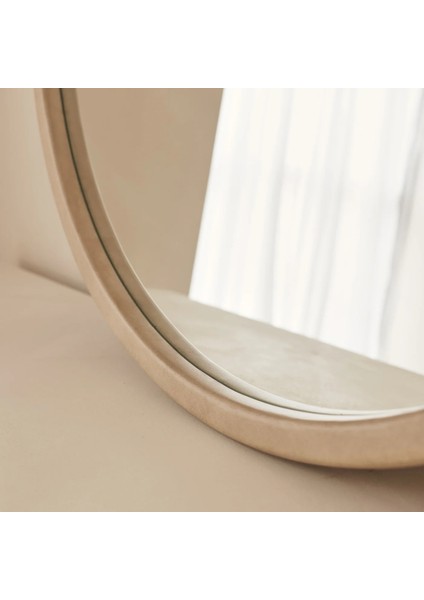 Ekru Ahşap Yuvarlak Ahşap Duvar Aynası 70CM x 70CM fırsatları