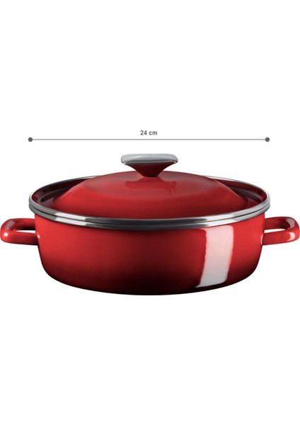 La Garde Kısa Tencere - Kırmızı - 24 cm