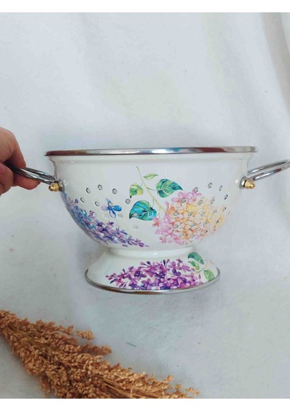 Sümbül Emaye Retro Süzgeç Kevgir Meyvelik 22 cm Çap modelleri