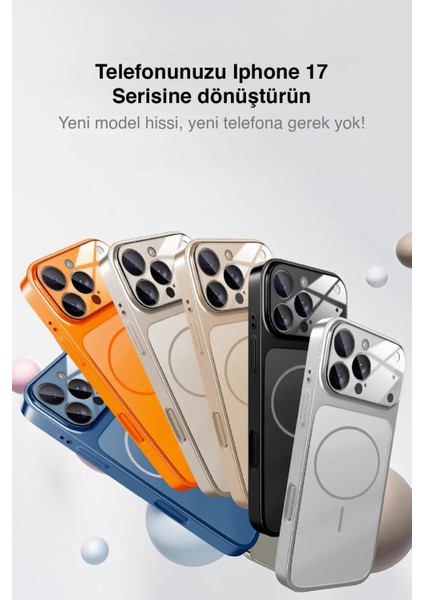 iPhone Siyah 15 Pro Uyumlu 17 Pro Max Görünüme Çeviren Kamera Koruma Magsafe Kılıf modelleri