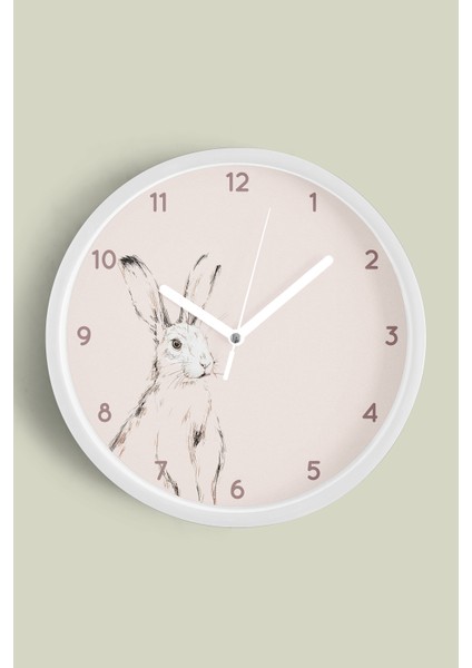 Soyut Tavşan Modern Tasarım Duvar Saati - 30CM - Önü Camlı Beyaz Kasa - Sessiz Mekanizma