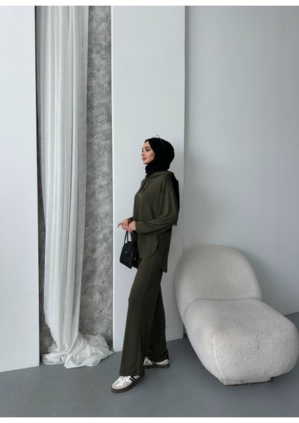 Kadın Oysho Kumaş Tesettür Alt Üst Takım - Haki