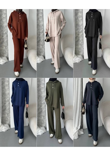 Kadın Oysho Kumaş Tesettür Alt Üst Takım - Haki fiyatları