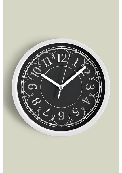 Vintage Temalı Modern Duvar Saati - 30CM - Önü Camlı Beyaz Kasa - Sessiz Mekanizma
