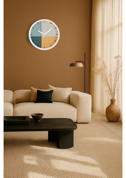 Soyut Tasarım Modern Duvar Saati - 30CM - Önü Camlı Beyaz Kasa - Sessiz Mekanizma fiyatları