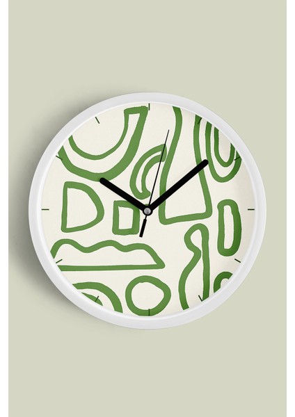 Soyut - Bohem - Geometrik Temalı Modern Duvar Saati - 30CM - Önü Camlı Beyaz Kasa - Sessiz Mekanizma